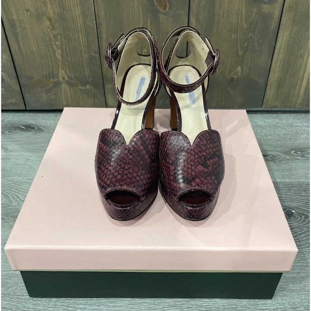 Kate Spade Perry Platform Pump Sandal Cherrywood Snake Leather Size 6 NewDefaced